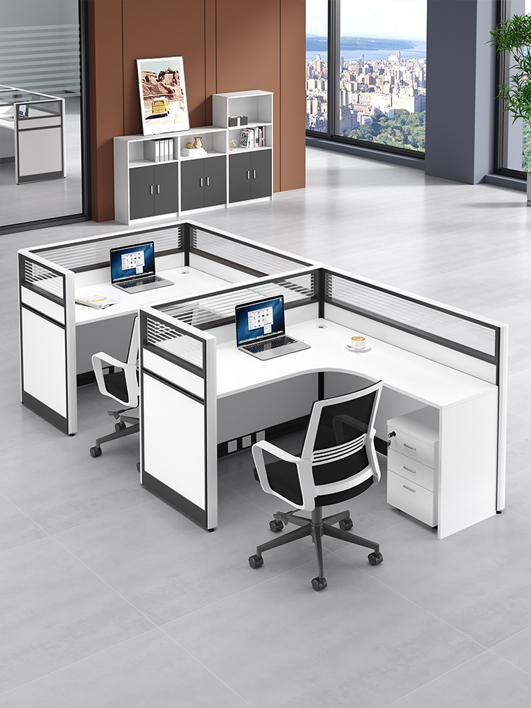 屏风办公桌l型办公卡位办公室桌椅组合2人位员工t办公台卡座f工位