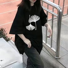 纯棉短袖T恤女夏季新款大码女装韩版宽松ins中长款上衣服潮流