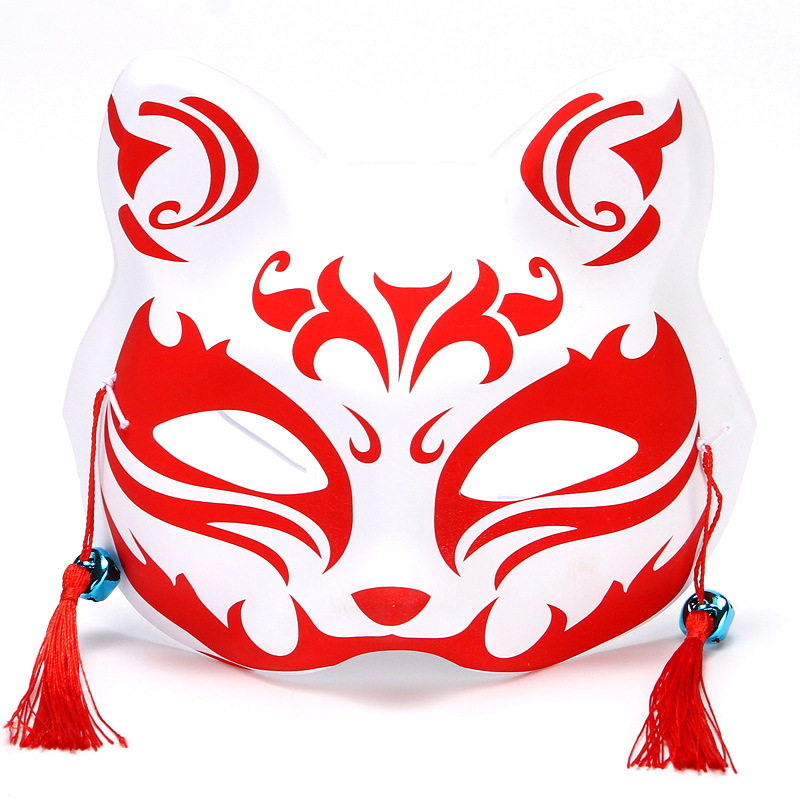 Two-Faced Cat Fox Mask Stall Landscape TikTok Same Style Japanese Style Cartoon Boys and Girls Party Dance Supplies