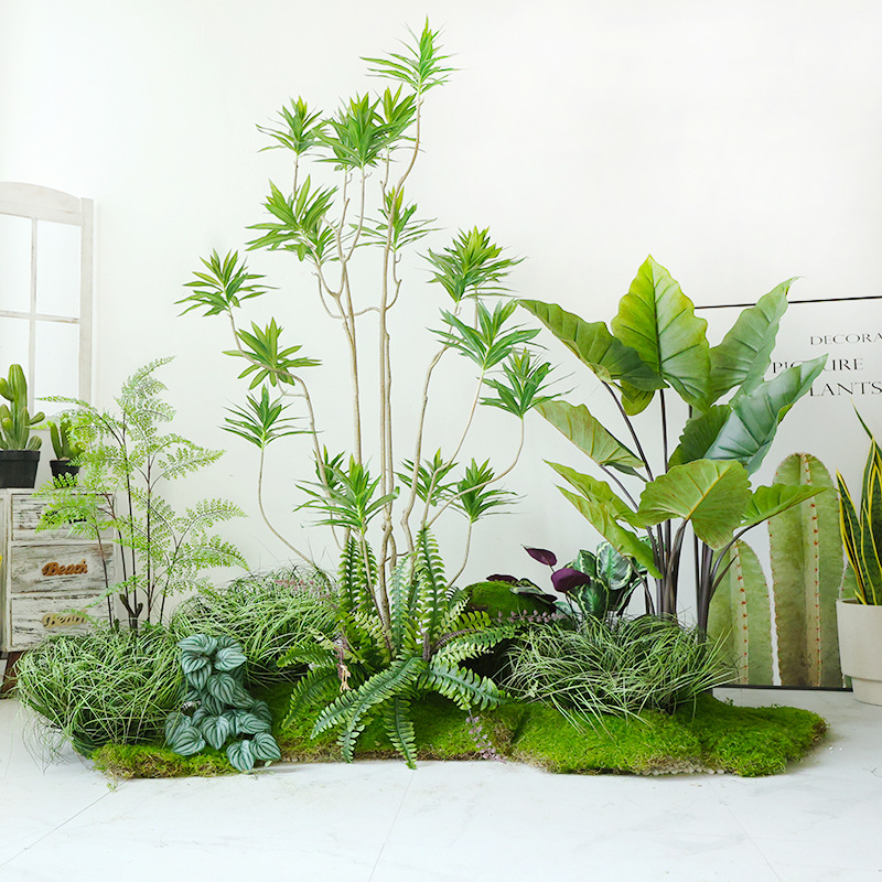 工厂北欧南天竹绿植落地套装假百合竹植物角造布景橱窗美陈列装饰