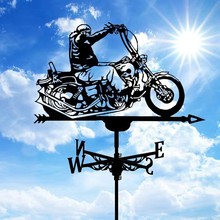 跨境摩托车风向标金属剪影风向标喷漆风向标摆件花园屋顶一件代发
