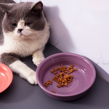 PW陶瓷宠物碗餐前盘猫碗饮水盘狗碗陶瓷碗收口猫粮碗圆盘加厚盘子