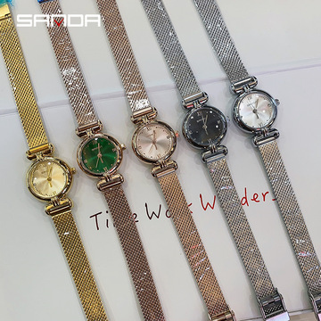 三达手表新款中古网带抖音爆款石英女表户外小巧百搭女士钢带手表