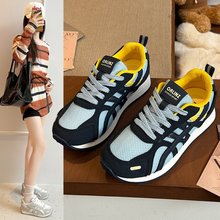 厚底网面德训鞋女2025秋季新款百搭透气休闲运动阿甘鞋轻便老爹鞋