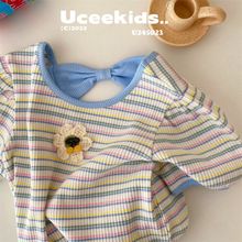 婴儿衣服新款衫夏装童女洋气女童2023小宝宝短袖中小时髦针织上衣