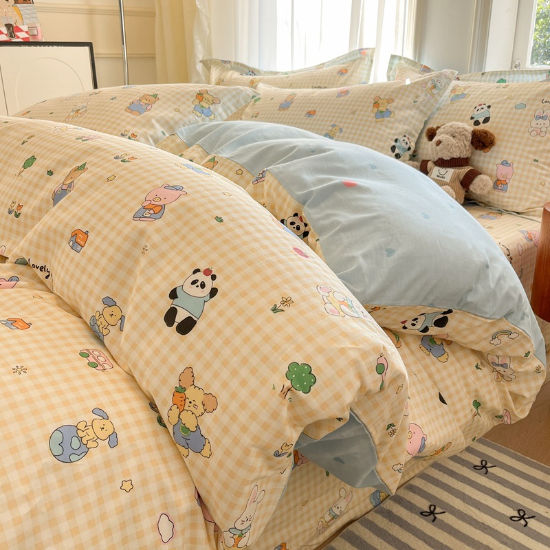2025新款纯棉床上四件套全棉卡通床单被套宿舍三件套床品