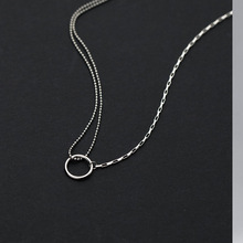 爱洛奇 s925银韩版简约镂空圆环不对称项链夏季光珠气质颈链D8581