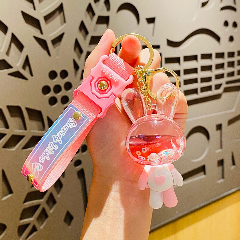 Popular Internet Celebrity Colorful Jelly Love Oil Keychain ECG Rabbit Creative Personalized Bag Couple Pendant Key Chain