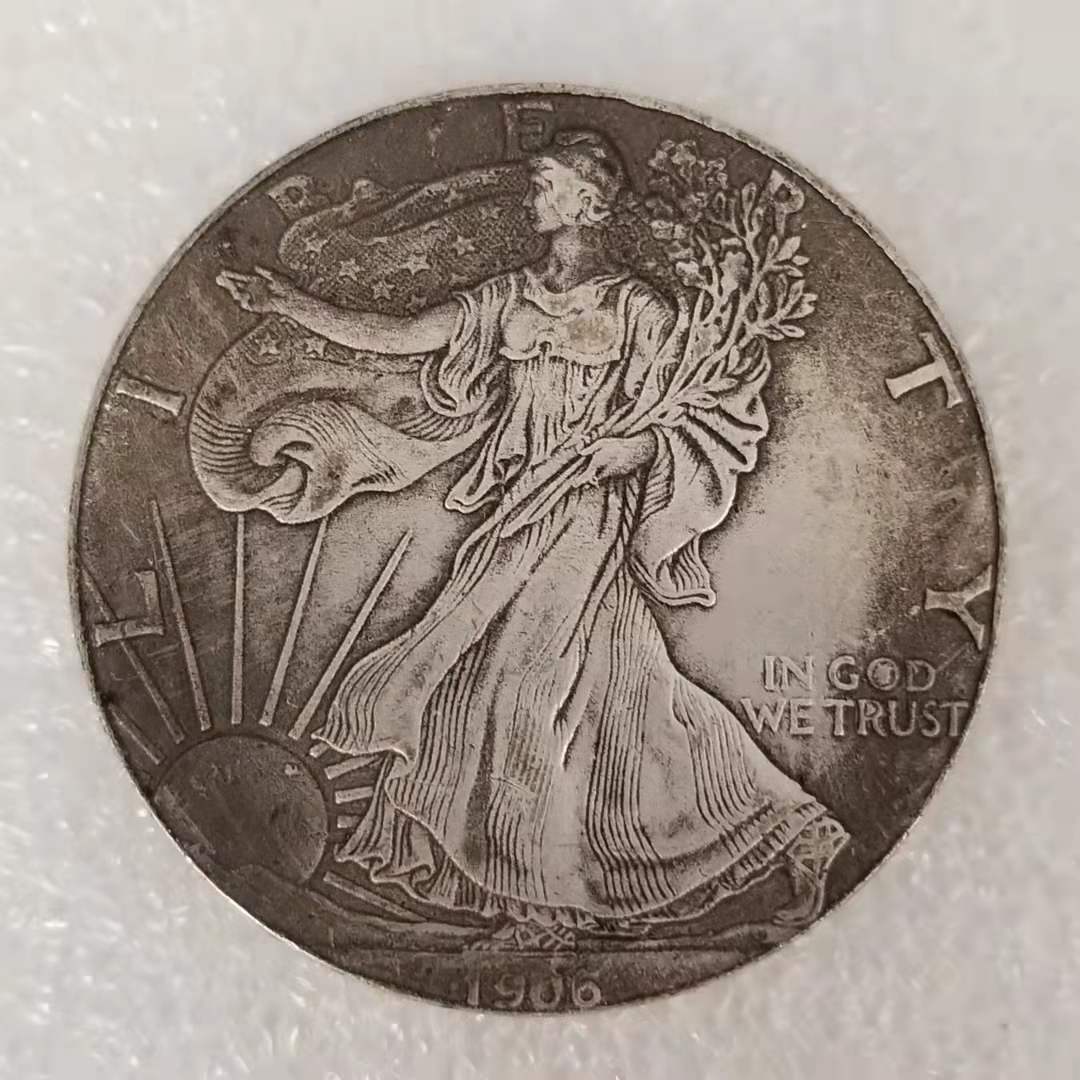 仿古工艺品1906美国自由女神直径39mm做旧外国银元纪念币0344