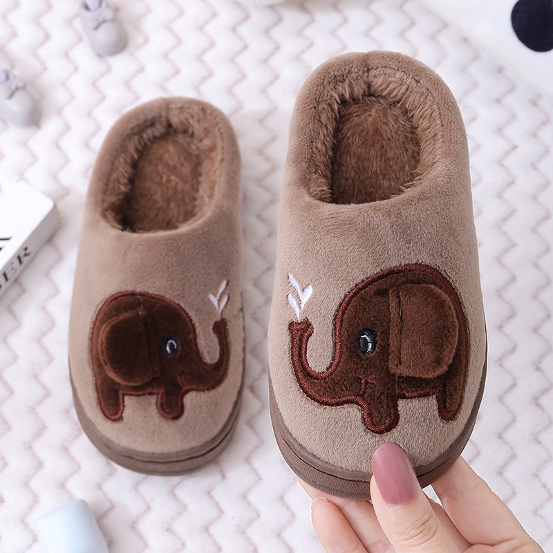 Baby Home Shoes Children's Cotton Slippers Boys and Girls Autumn and Winter Slippers a Family of Three Home Indoor Non-Slip Woolen Slipper