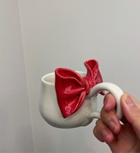 JZ05手作不规则DIY蝴蝶结陶瓷杯个性设计感小众潮流陶瓷杯水杯马