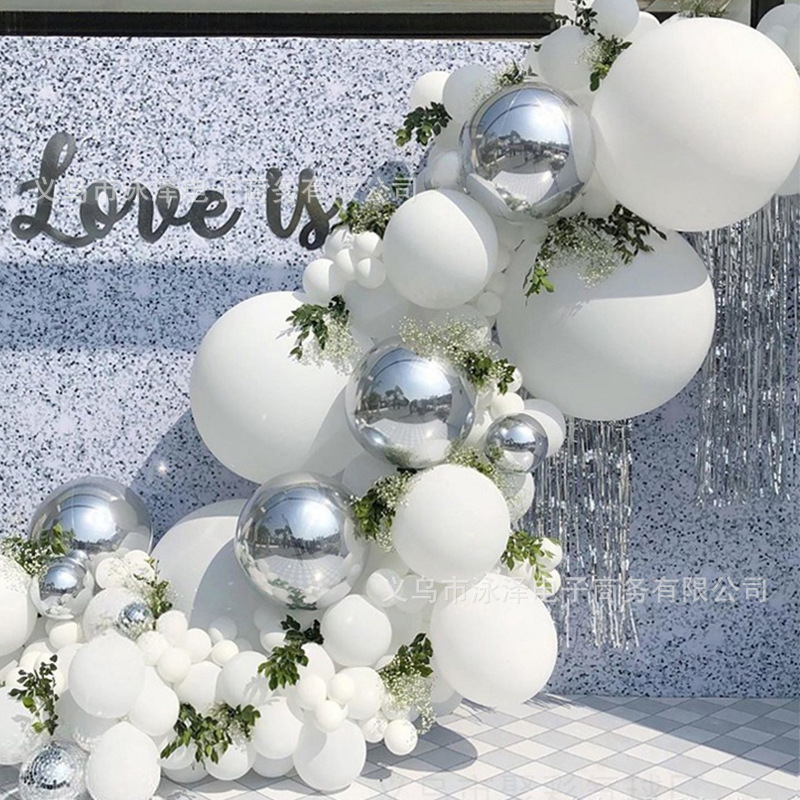 Cross-Border Ins White Balloon Theme Set Macaron White Rubber Balloons Party Decoration Supplies