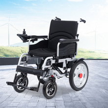 亚马逊热销超便宜高质量铁车架左右可手动折叠电动轮椅老人代步车
