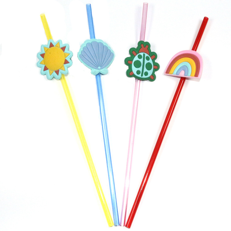 Cartoon Pp Shape Straight Tube Animal Rainbow Straw Factory Direct Sales Customized PP Straw Food Grade Straw