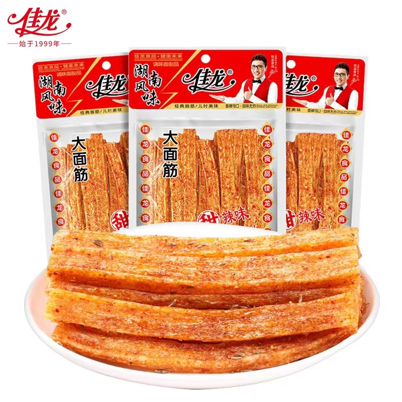 佳龙大面筋辣条102g麻辣儿时8090后怀旧休闲零食辣片小吃特产