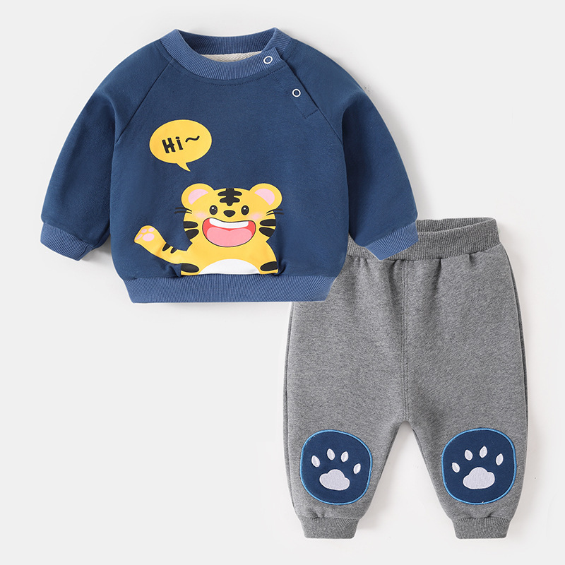 Baby Sweater Suit Long Pants Autumn Clothes Spring and Autumn Baby Boy 0-3 Years Old Baby Girl Children Go out Two-Piece Suit Baby Clothes