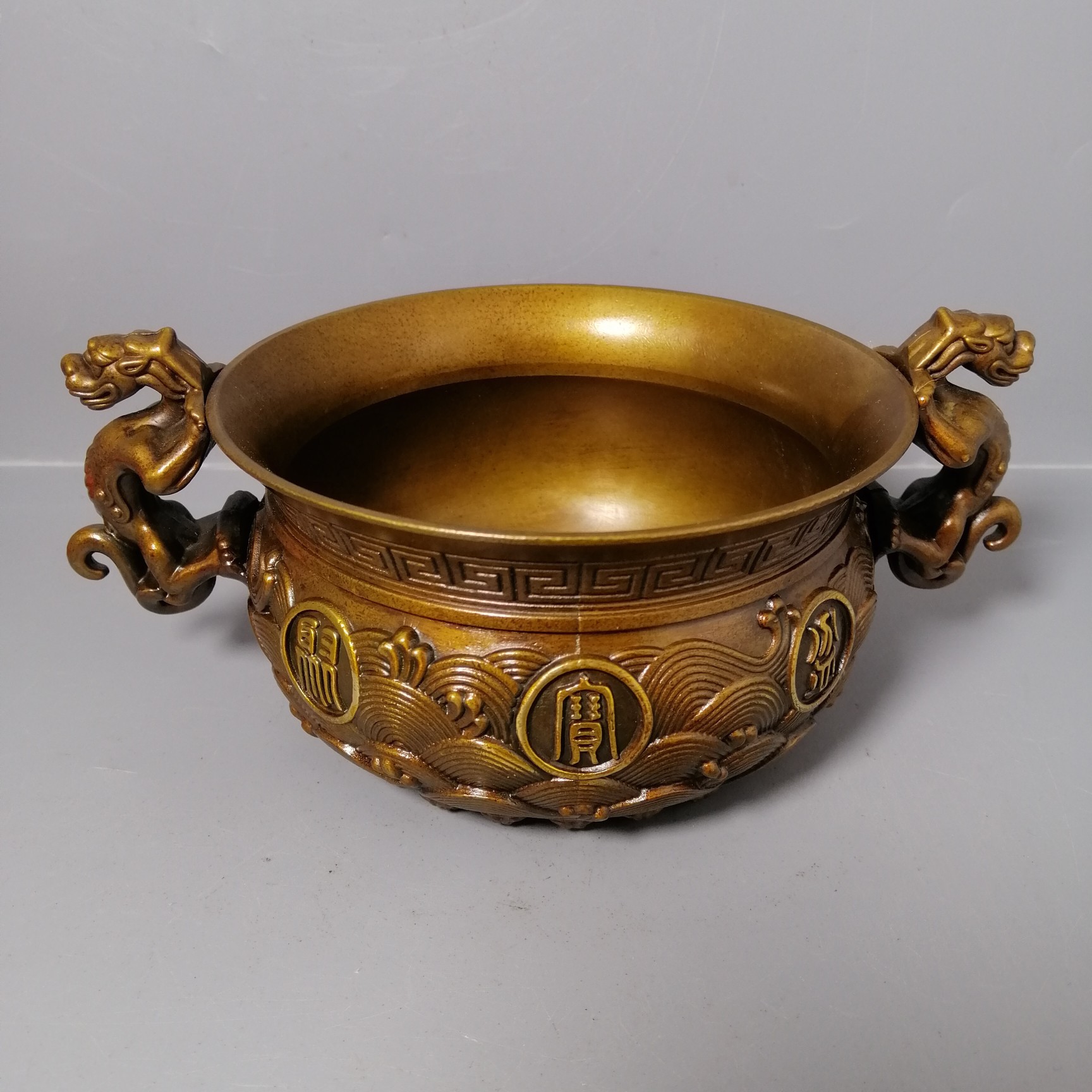 黄铜压铸 铜貔貅聚宝盆批发创意鎏金铜器礼品摆件 家居装饰工艺品