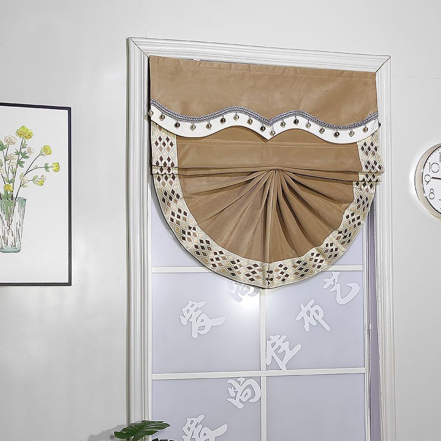 欧式美式半遮光扇形罗马窗帘升降帘卷帘头客厅卧室餐厅书房小窗户