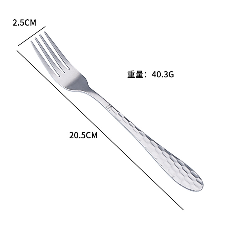 Amazon Wholesale Stainless Steel Knife, Fork and Spoon Water Cube Scale Western Tableware Four-Piece Coffee Spoon Vintage Knife and Fork