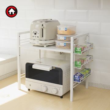 厨房置物架家用台面抽拉式电饭煲空气炸锅烧水壶一体收纳架子