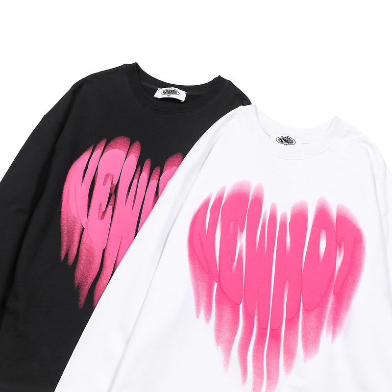 neverhood爱心发泡印花秋季男式圆领衫长袖毛圈卫衣网红抖音同款