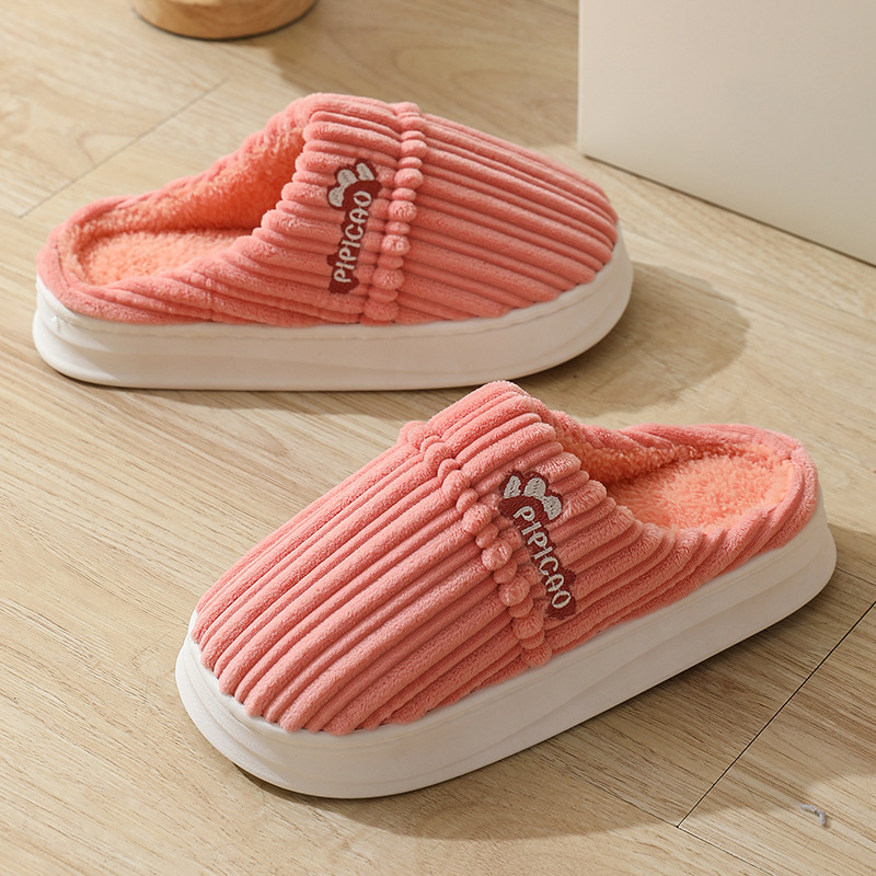 Factory Wholesale Plush Couple Cotton Slippers Thick Bottom Home Use Household Winter Solid Color Men's and Girls' Closed Toe Cotton Shoes Hot Sale