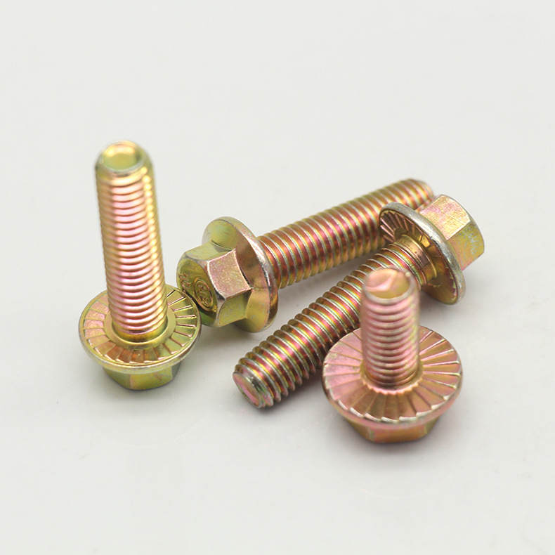源头厂家高强度法兰面螺丝 10.9级gb5789带齿镀彩法兰螺栓