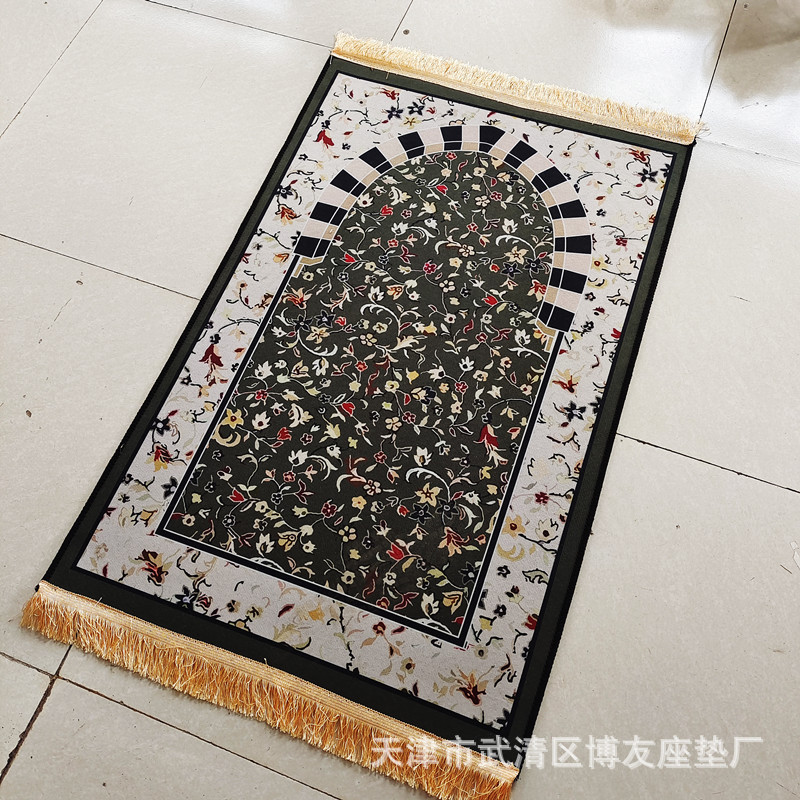 Supply Various Materials Printing Middle East Style Worship Blanket Floor Mat Prayer Mat Sponge Embossed Pilgrimage Prayer Mat