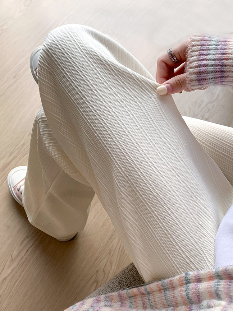 Cashmere Wide-Leg Pants for Women Autumn and Winter New Loose High Waist Drooping White Straight-Cut Casual Mop Pants
