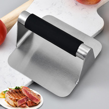 304不锈钢压肉器 硅胶手柄方形汉堡压厨房家用牛排压铁板炭烧板
