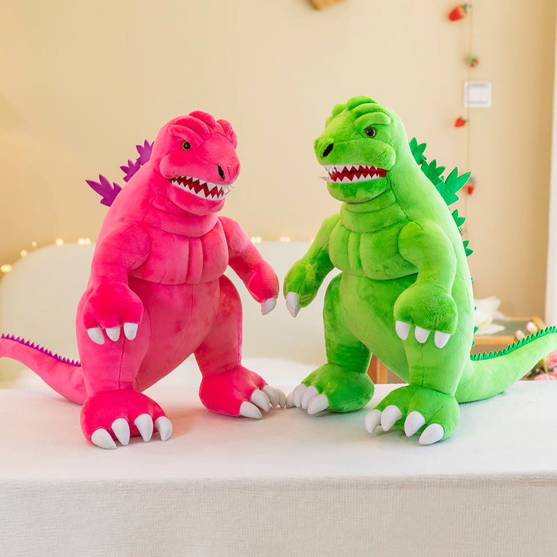 哥斯拉大战金刚霸王龙毛绒玩具恐龙玩偶公仔可爱娃娃孩子生日礼物-阿