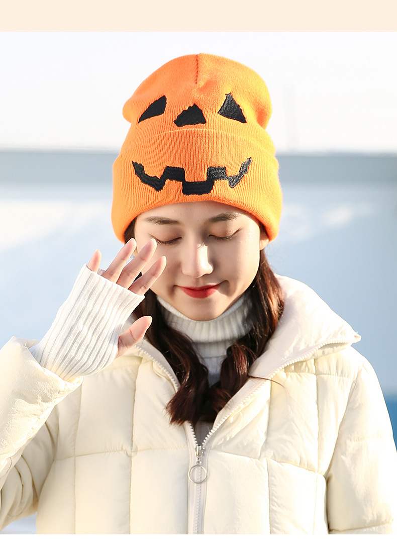ntrx 搞怪针织帽万圣节南瓜灯秋冬卡通毛线帽子欧美街头超酷冷帽