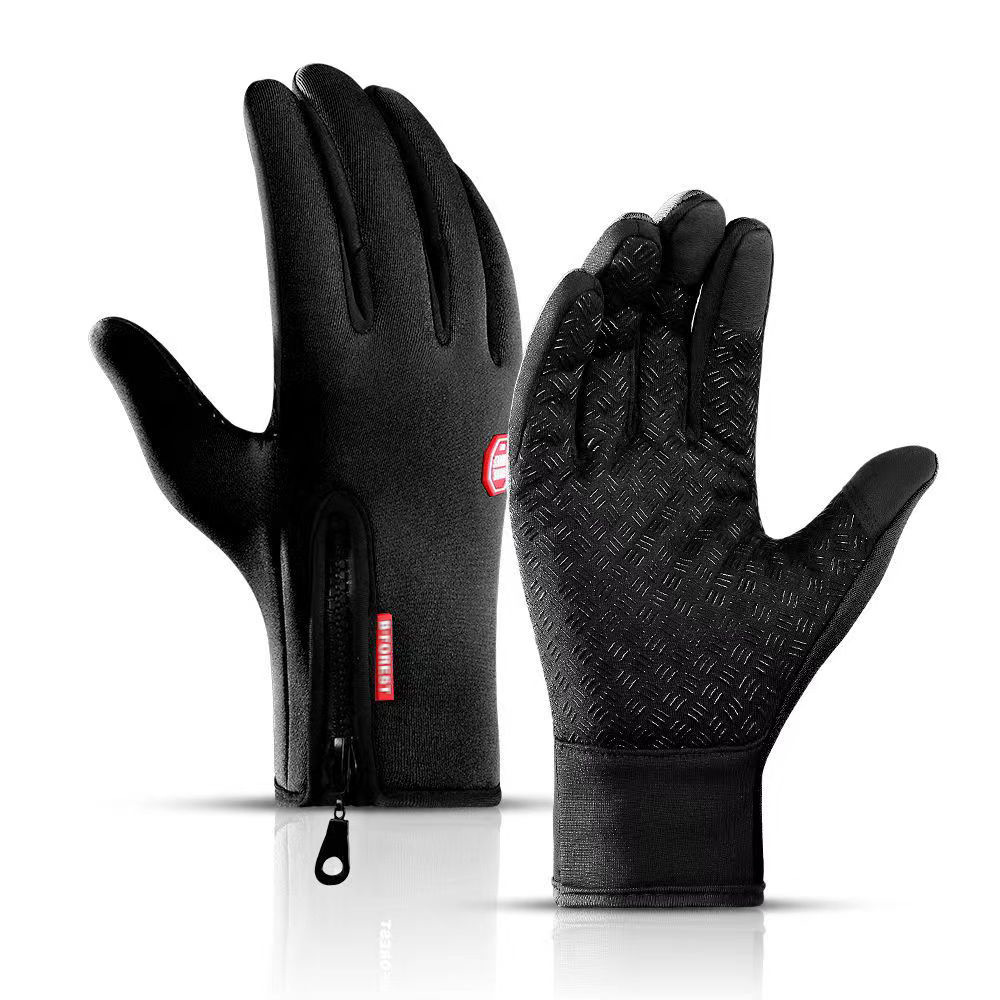 Men's and Women's Full Finger Warm Gloves Cold Protection in Autumn and Winter Waterproof Cycling Touch Screen Driving Sports Outdoor Gloves Foreign Trade Wholesale