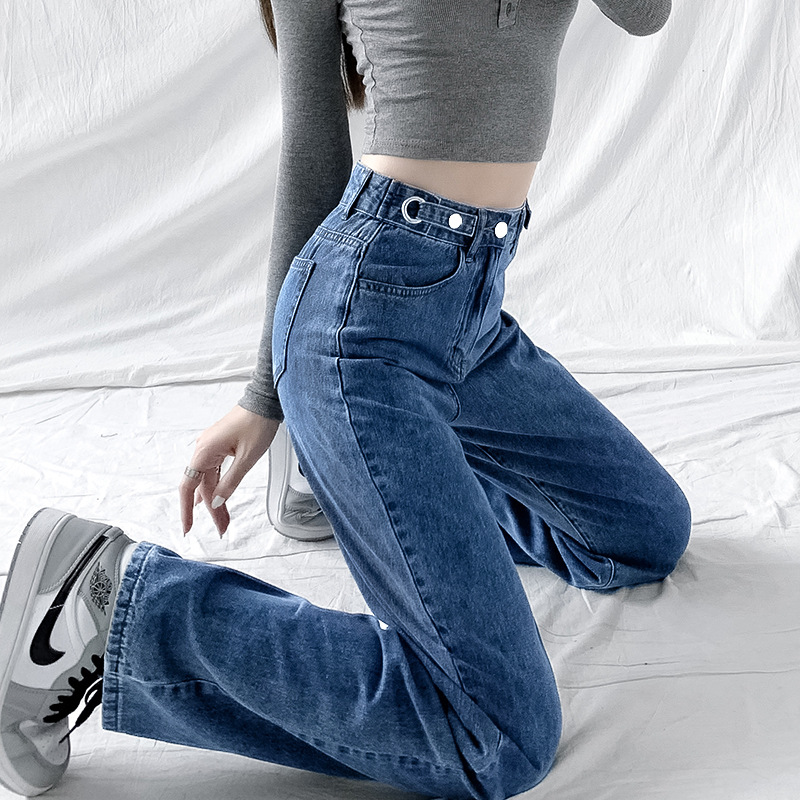 888 Straight Jeans for Women Spring and Autumn New Fashionable High Waist Slimming Loose Wide Leg Pants Temperament
