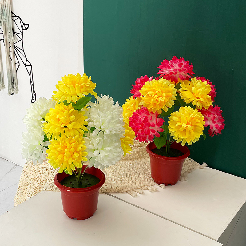 仿真花清明节墓碑假花祭祀绢花假菊花祭奠花束塑料花扫墓用手捧花