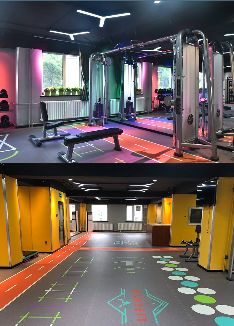 健身房地胶360私教定制体能训练地板pvc体适能地垫塑胶地板
