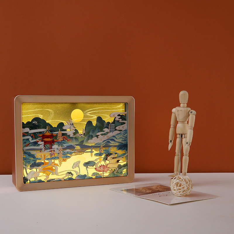 西泠印象文创三潭印月同款故宫光影纸雕灯创意小夜灯古风生日礼物