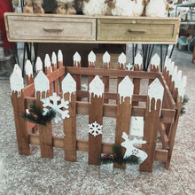 圣诞围栏圣诞树栅栏本色室内装饰小篱笆雪头实木圣诞节装饰品围栏