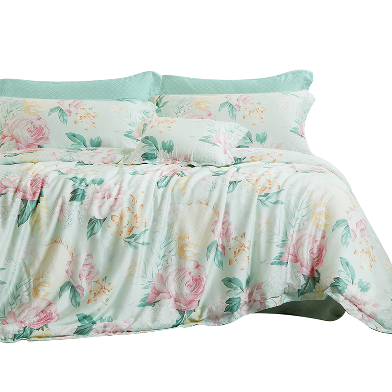 lw96家纺莱赛尔天丝四件套冰丝床单被套凉感丝滑裸睡套件春