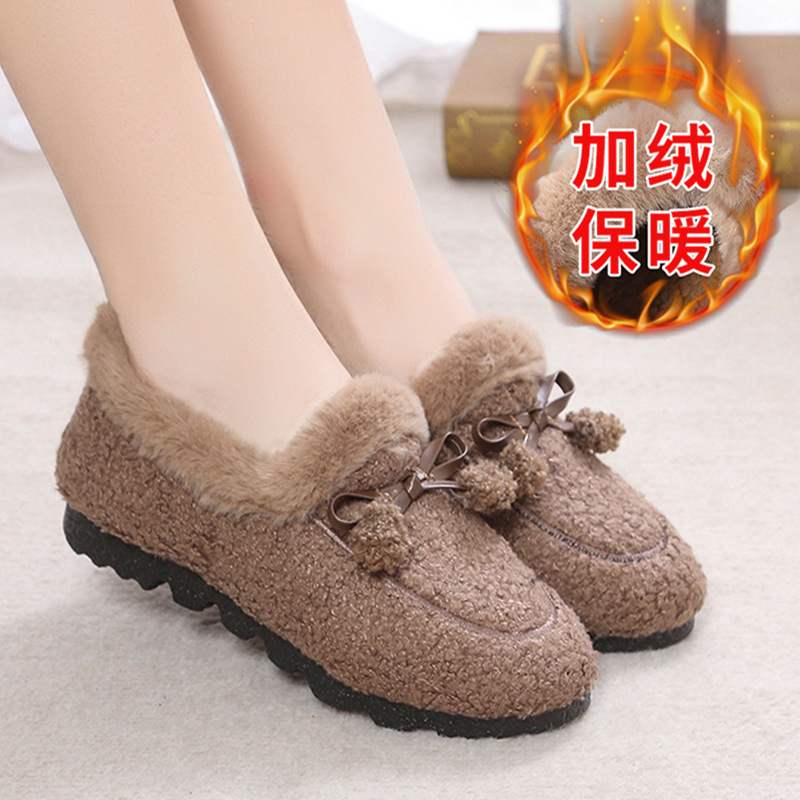 2018 Winter plus Velvet Doug Warm Cotton Shoes Old Beijing Cloth Shoes Female Leisure Student Soft Bottom Walking Wholesale