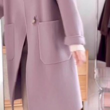 紫色毛呢外套女冬季2023新款韩系高级感加厚学院风呢子长款大衣潮