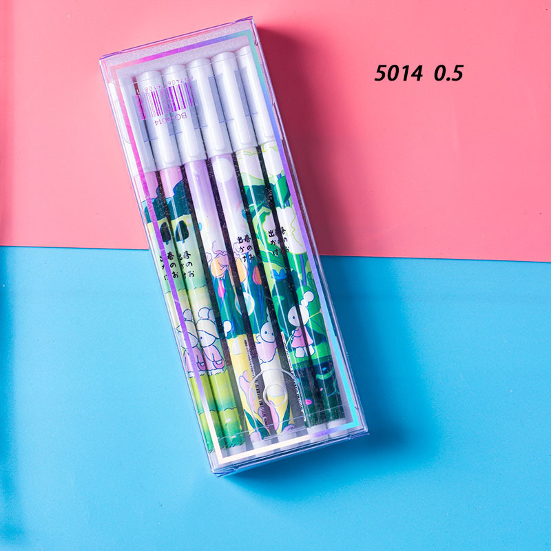 Creative Gel Pen Student Full Needle Tube Cute Cartoon Fashion 0.38/0.35 Black Gel Pen Wholesale