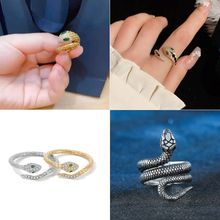 跨境热销流行灵蛇戒指饰品男女款创意个性复古蛇形开口指环食指戒
