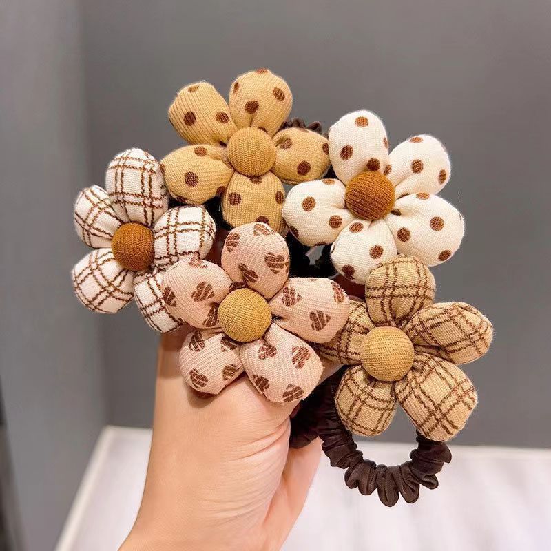 Autumn and Winter Children's Cloth Flower Hair Rope Girls Hair Rope Baby Headwear Hair Ring Cute Hair Accessories Children's Hair Accessories