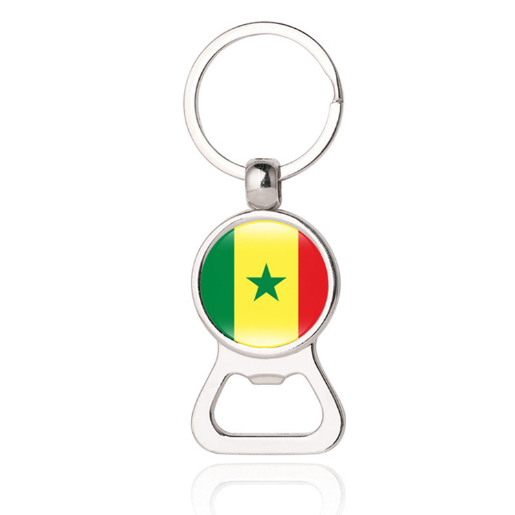 Qatar World Cup Top 32 National Flag Zinc Alloy Bottle Opener Creative Metal Corkscrew Keychain Promotional Gift