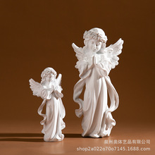 美式创意家居客厅装饰品摆设少女天使雕塑摆件卧室书房树脂工艺品