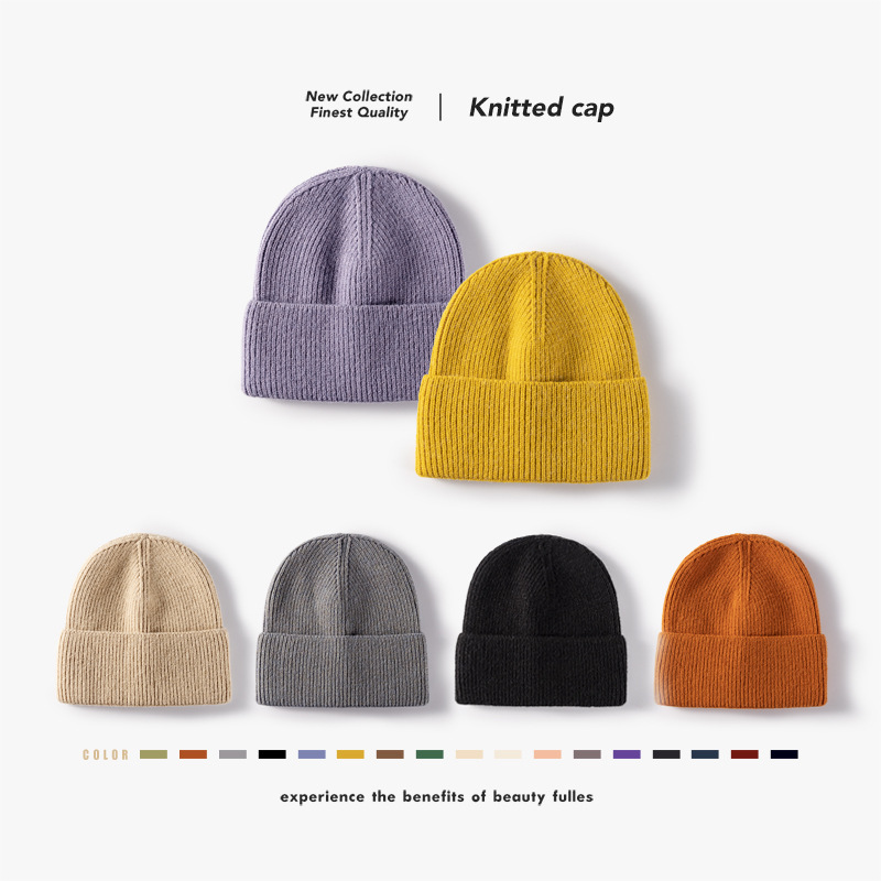 Woolen Cap Women's European and American Autumn and Winter Warm Curling Thickened Brimless Beanie Hat Men's Outdoor Ear Protection Knitting Hat