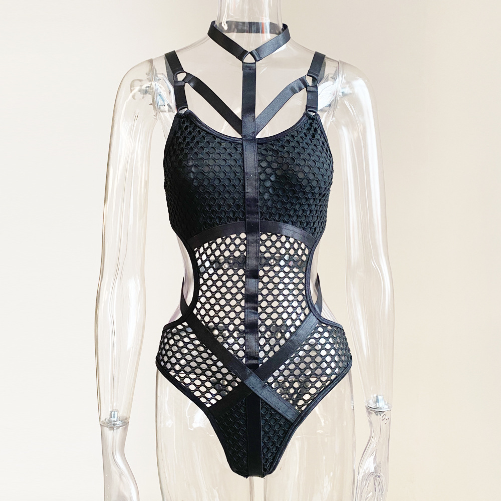 外贸 网眼蕾丝免脱紧身镂空开档 内衣情趣内衣连体衣一件代发