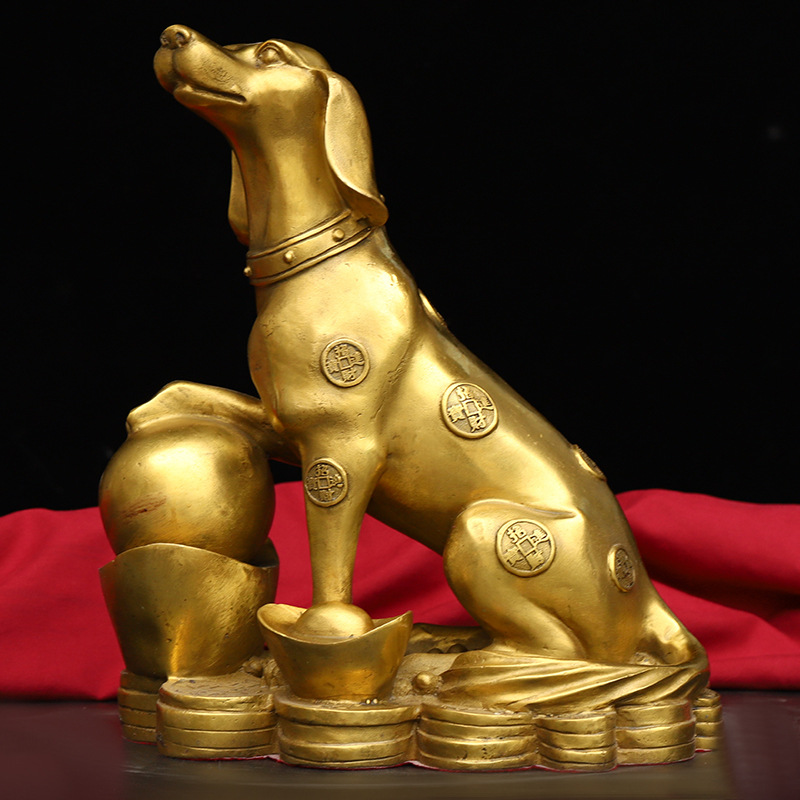 铜狗十二生肖狗元宝金钱狗摆件吉祥如意家居玄关装饰乔迁开业礼品