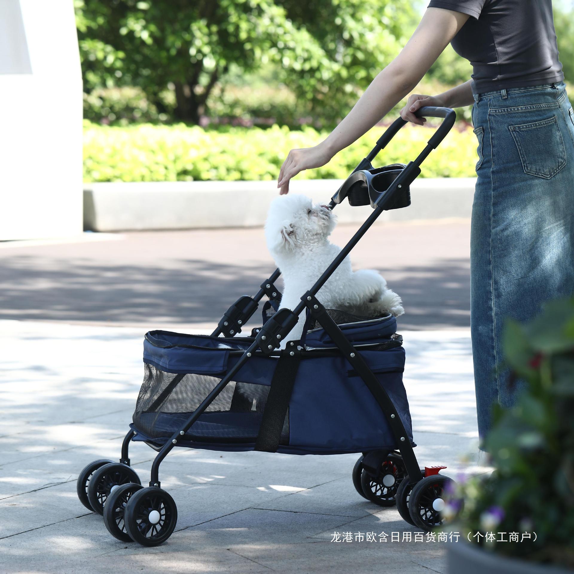 Pet Stroller out Puppy Trolley Dog Walking Car Small Portable Foldable Cat Dog Luggage Trolley